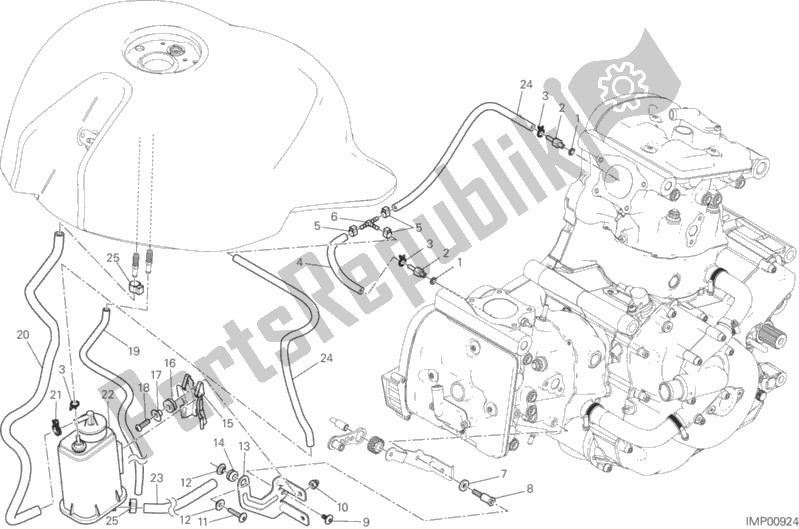 All parts for the Hot Air Pipe Canister of the Ducati Monster 821 Thailand 2015